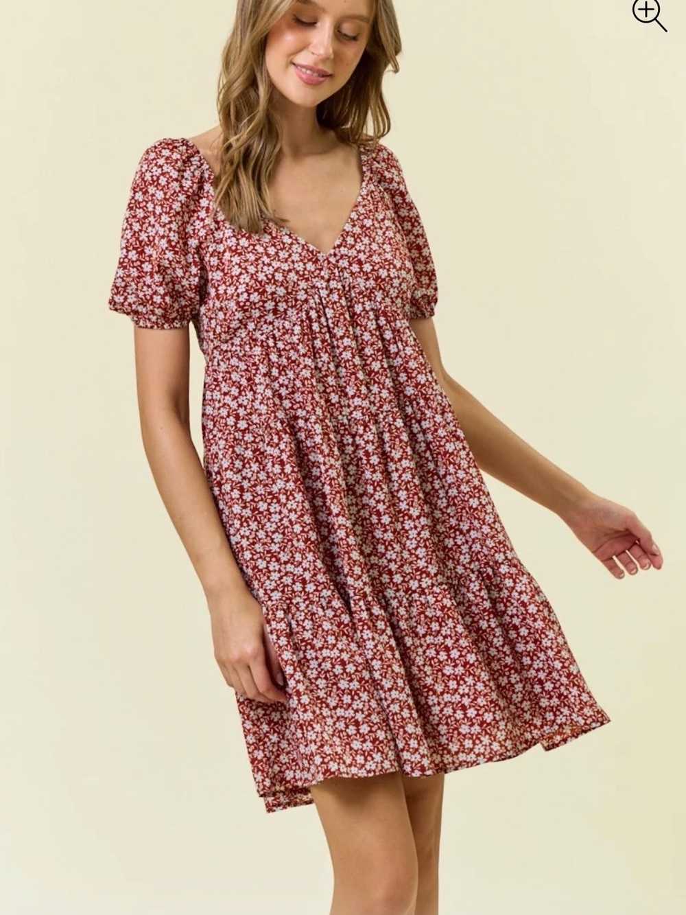 NWOT Doe & Rae Burgundy Red Floral Mini Dress